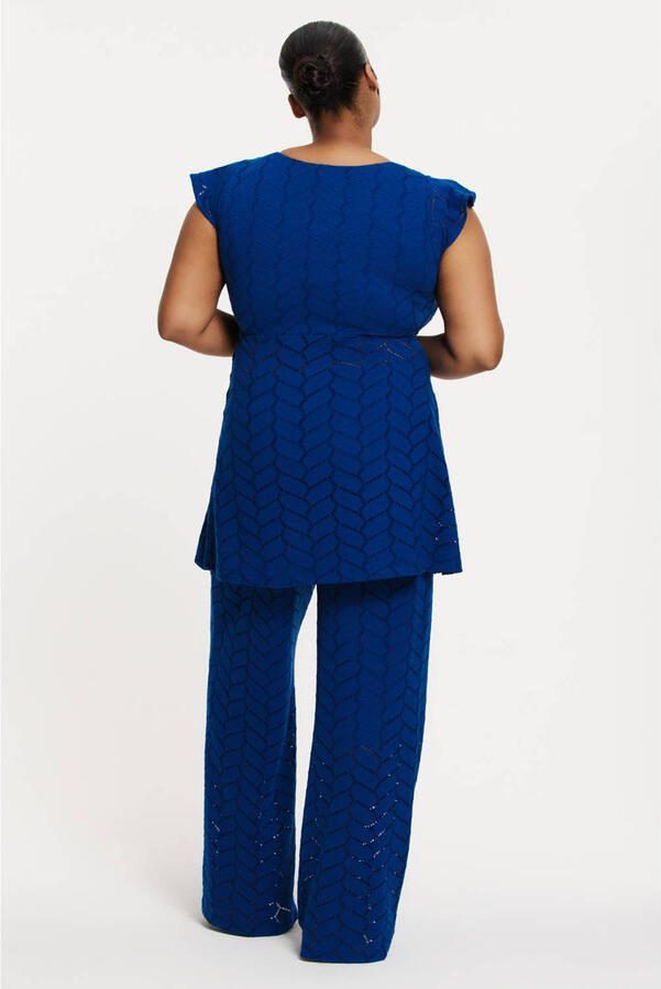 YOEK straight high waist casual broek blauw fijn gebreid - Foto 1