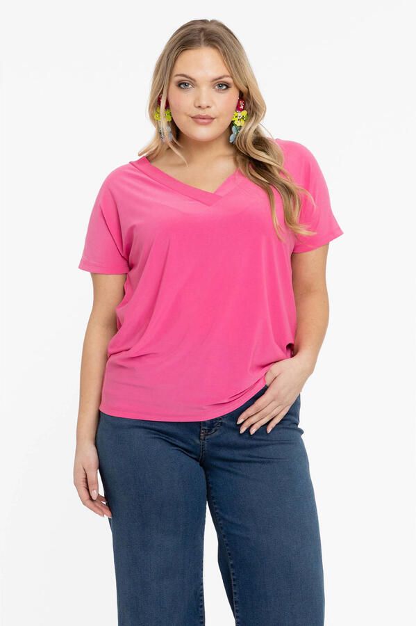 YOEK T-shirt DOLCE van travelstof roze
