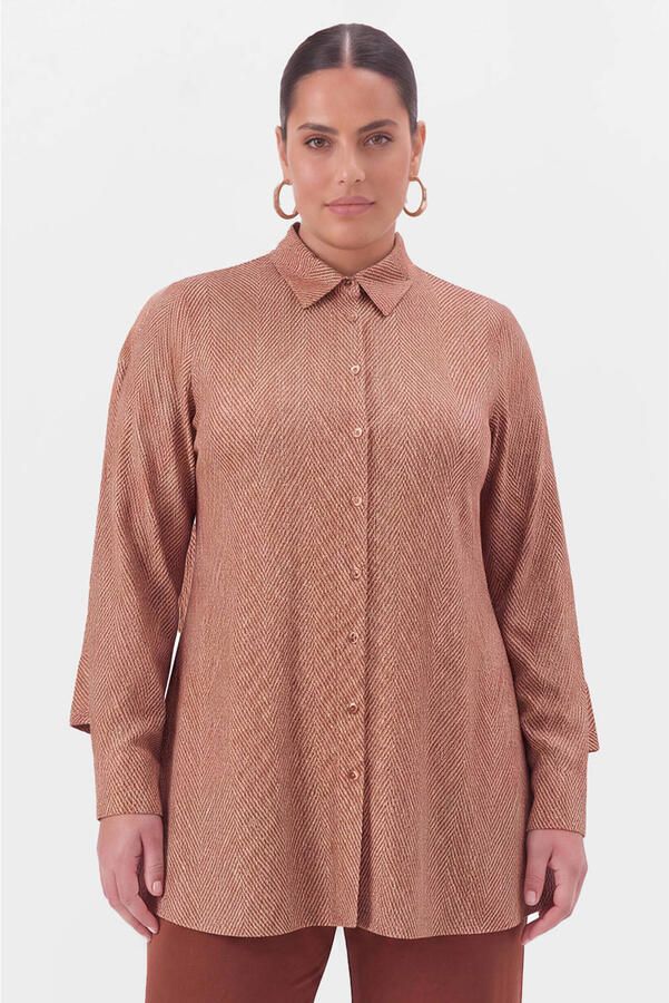 YOEK T-shirt Plus Size donkerbruin