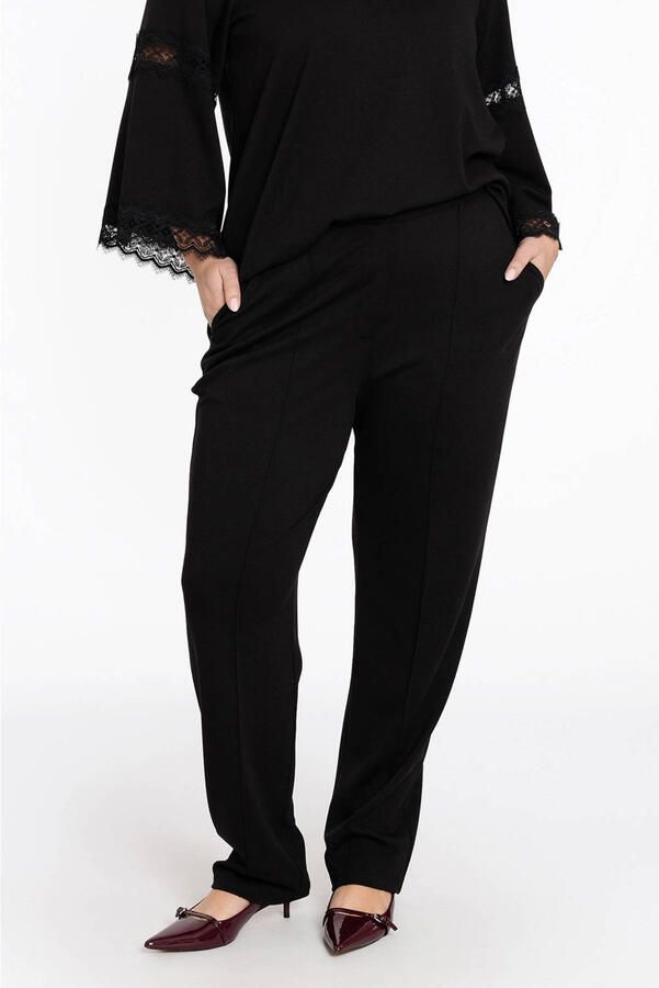 YOEK tapered regular waist pantalon zwart