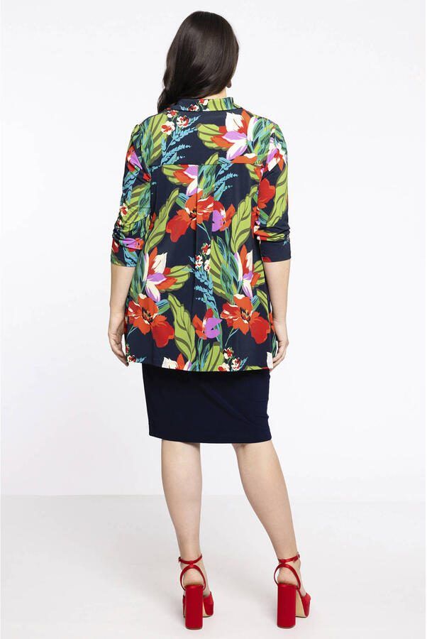 YOEK top DOLCE van travelstof donkerblauw groen rood - Foto 2