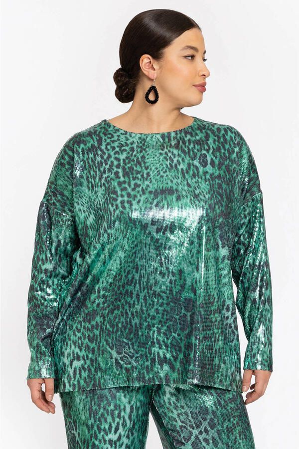 YOEK top groen met pailletten