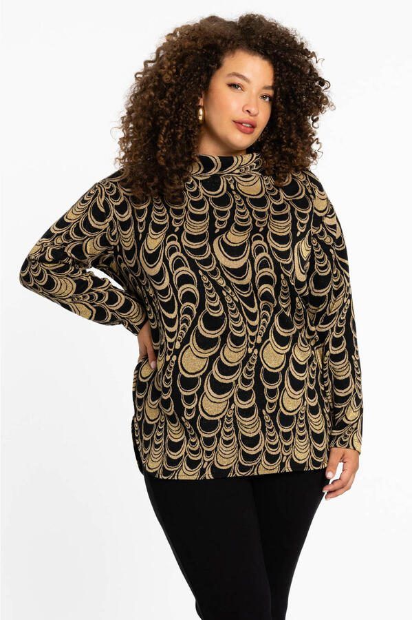 YOEK top met all over print goud zwart