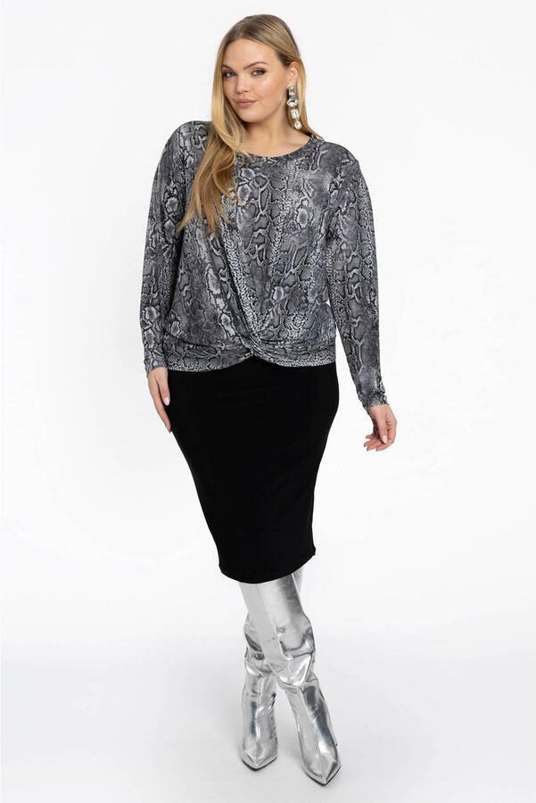 YOEK top met dierenprint grijs zwart - Foto 2