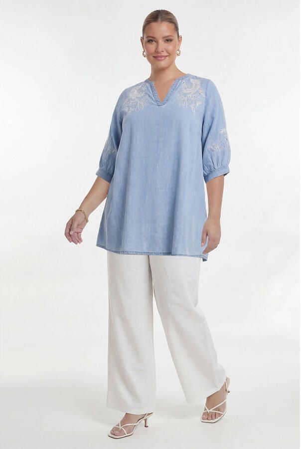 YOEK tuniek broderie light blue denim - Foto 2