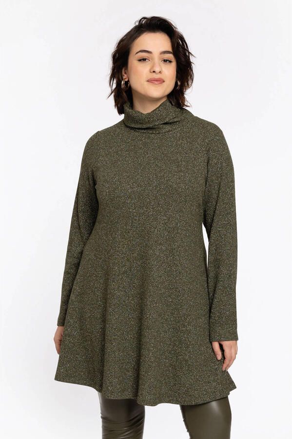 YOEK tuniek donkergroen met lurex