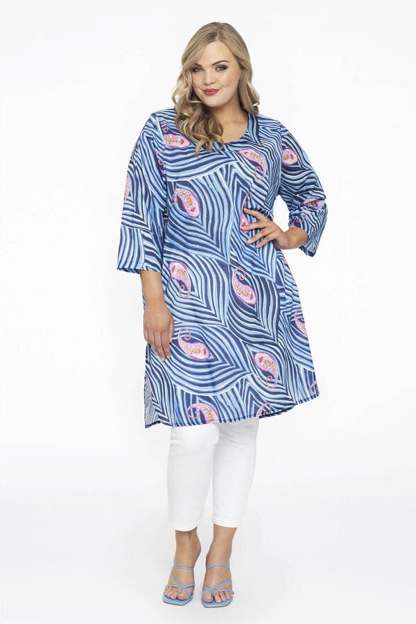 YOEK tuniek met all over print blauw roze - Foto 2
