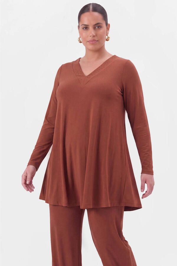 YOEK tuniek Plus Size donkerbruin