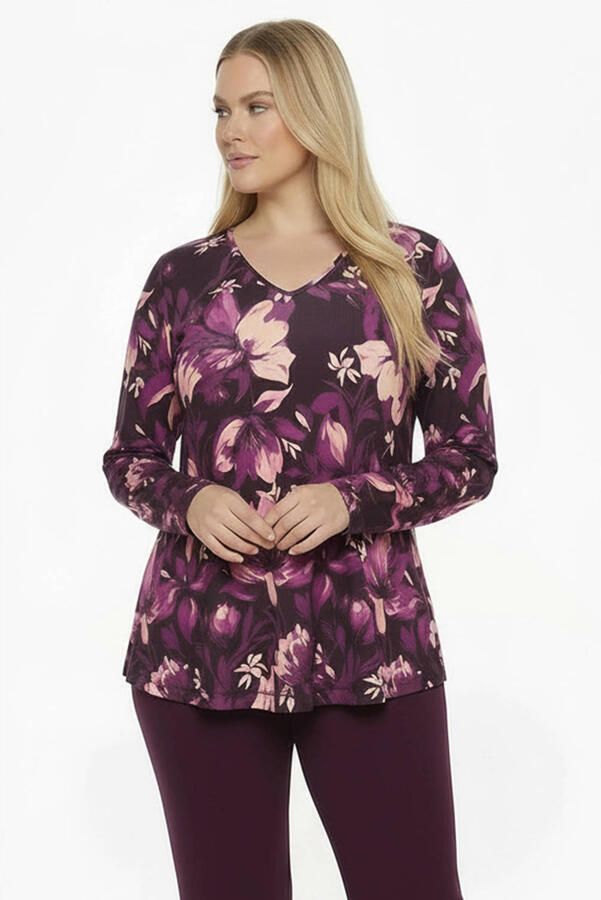 YOEK tuniek Plus Size paars