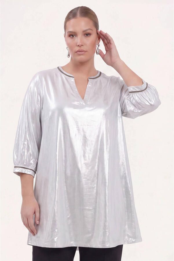 YOEK tuniek Plus Size zilver