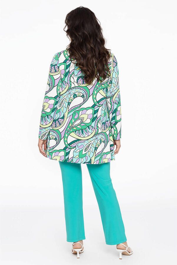 YOEK vest DOLCE van travelstof met paisleyprint groen wit