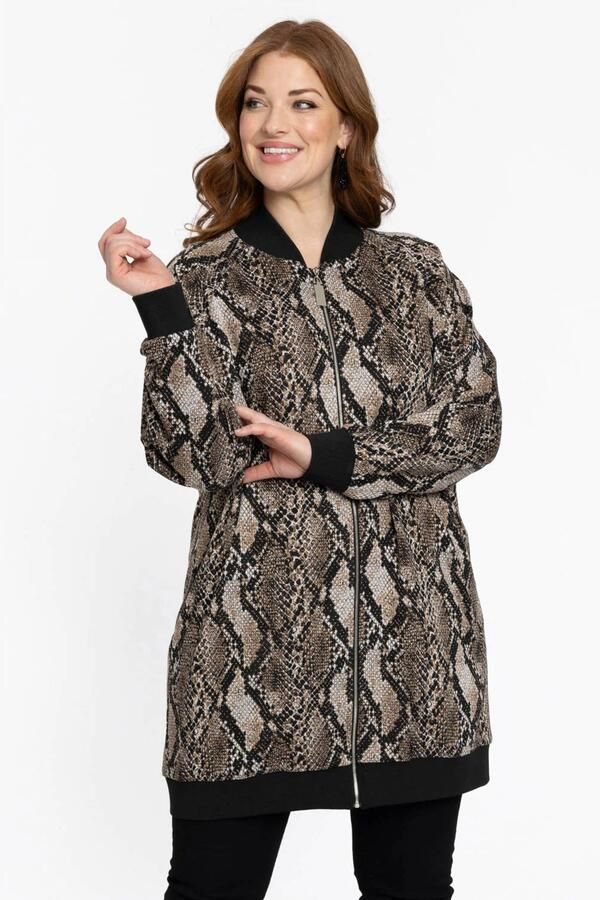 YOEK vest met dierenprint zwart bruin