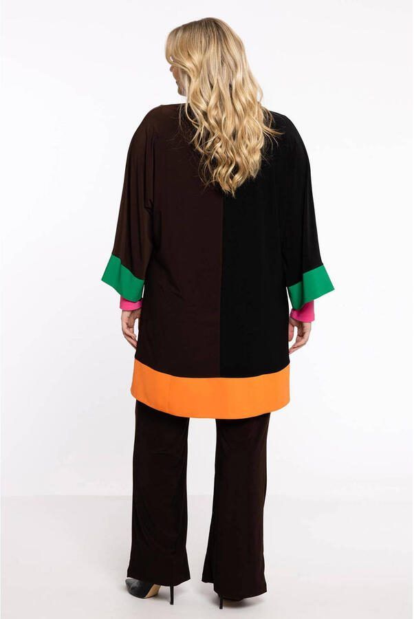 YOEK vest van travelstof bruin roze oranje - Foto 1