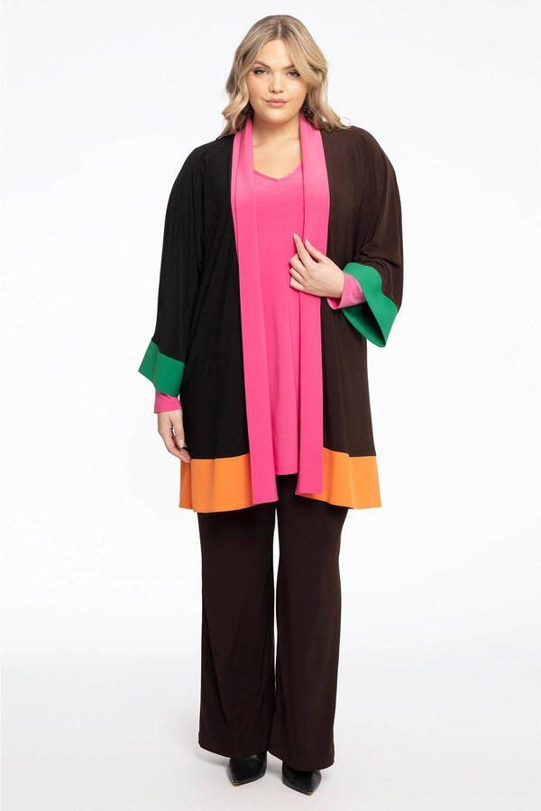 YOEK vest van travelstof bruin roze oranje - Foto 2