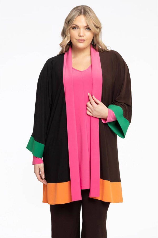 YOEK vest van travelstof bruin roze oranje - Foto 3