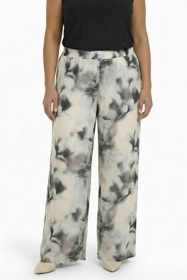 YOEK wide leg broek Plus Size met print beige