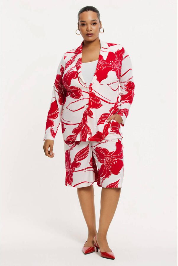 YOEK wide leg high waist bermuda short rood