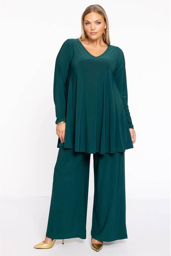 YOEK wide leg high waist broek donkergroen