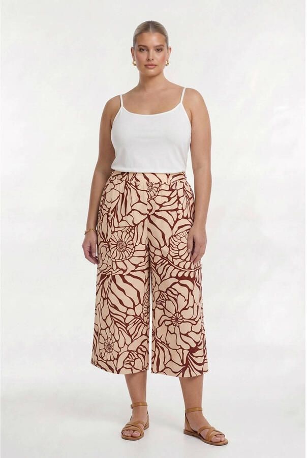 YOEK wide leg regular waist bermuda short donkerrood - Foto 2