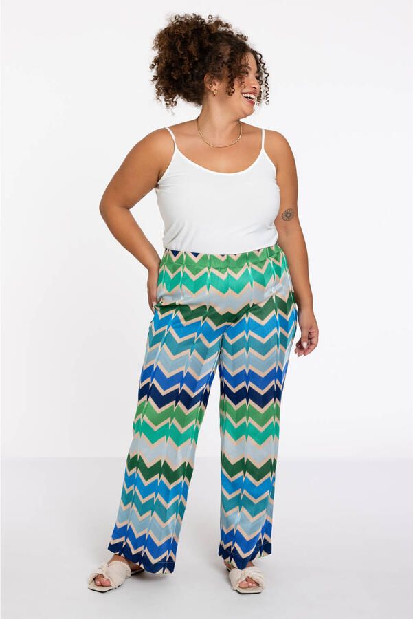 YOEK wide leg regular waist broek blauw
