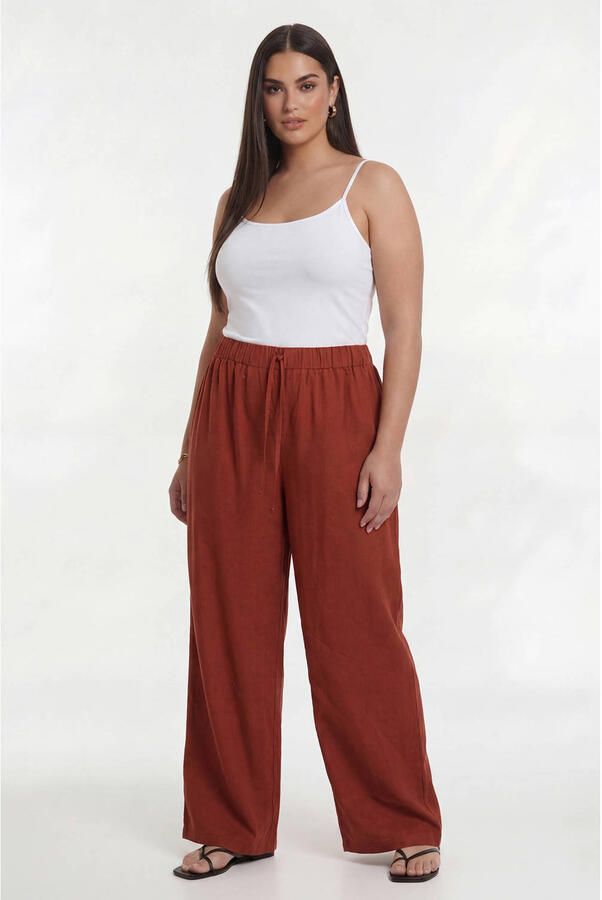 YOEK wide leg regular waist broek donkerrood