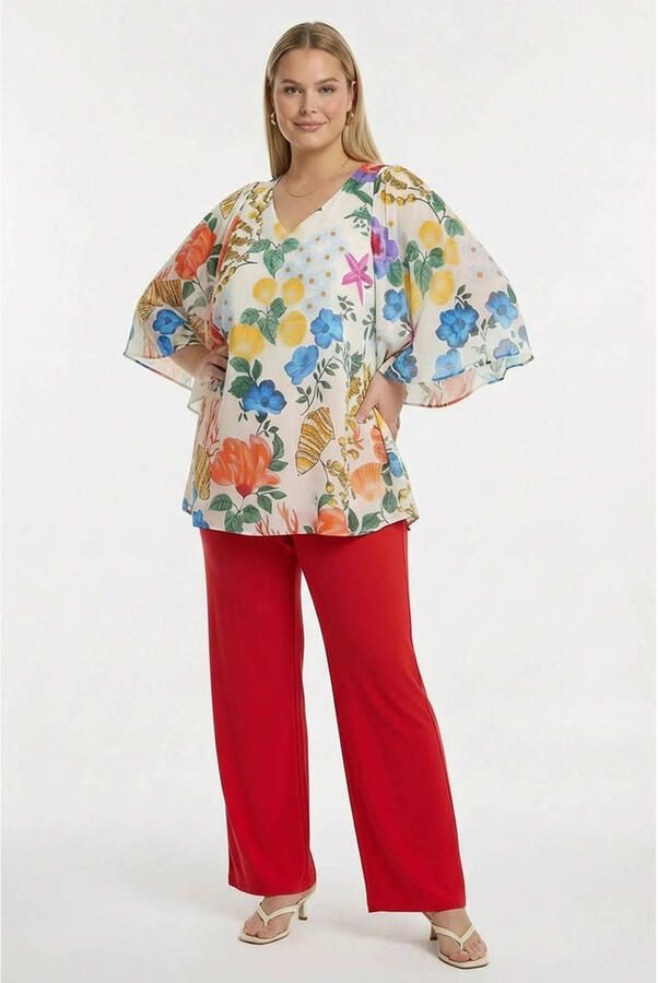 YOEK wide leg regular waist broek rood - Foto 2