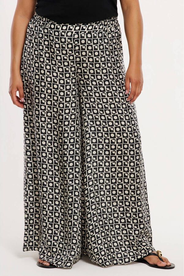 YOEK wide leg regular waist broek zwart