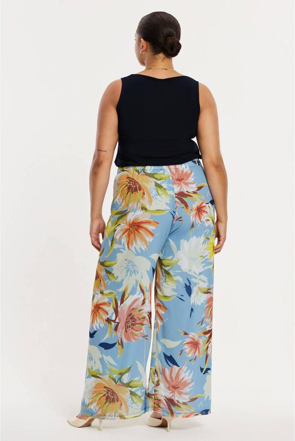 YOEK wide leg regular waist gebloemde broek multi - Foto 3