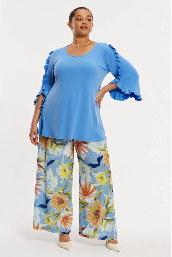 YOEK wide leg regular waist gebloemde broek multi - Foto 2