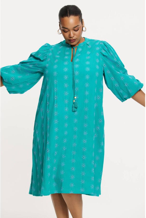 YOEK zomerjurk broderie turquoise - Foto 1