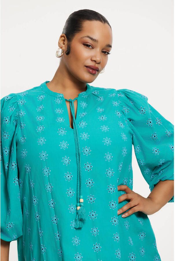 YOEK zomerjurk broderie turquoise - Foto 2