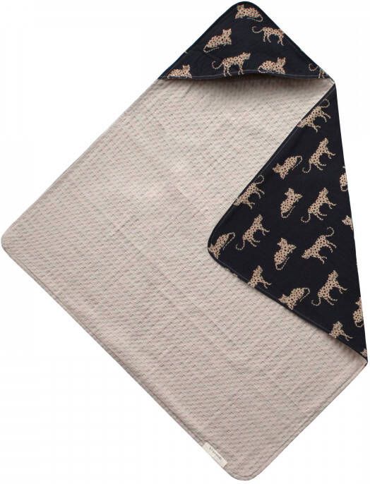 Your Wishes baby badcape Wild Cheetah 75x75 cm zwart beige Handdoek badcape