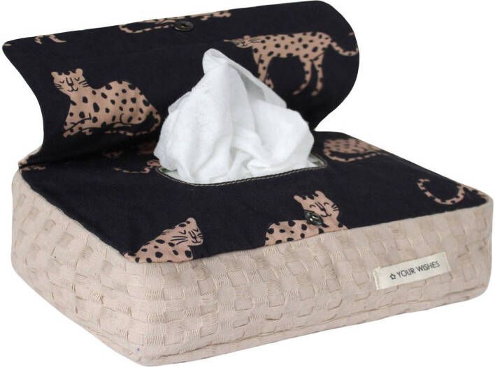 Your Wishes doekjeshouder Wild Cheetah zwart beige Babydoekjesbox