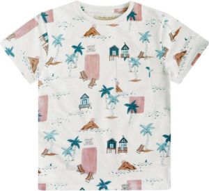 Your Wishes T-shirt Espen met all over print off white roze blauw beige