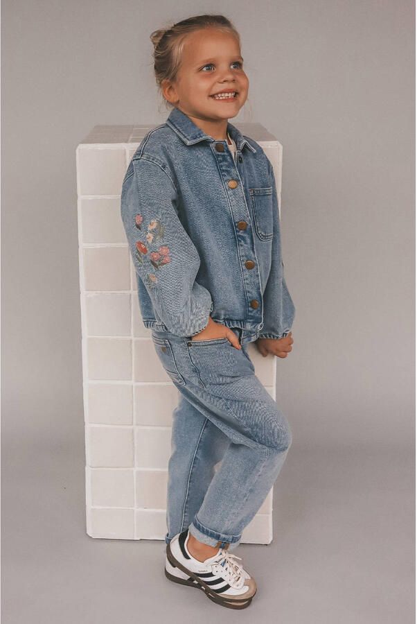 Your Wishes gebloemde spijkerjas medium blue denim - Foto 4