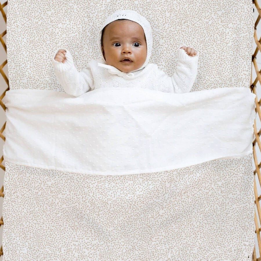 Yumi Baby jersey wieghoeslaken 70x100 cm Confetti Beige All over print