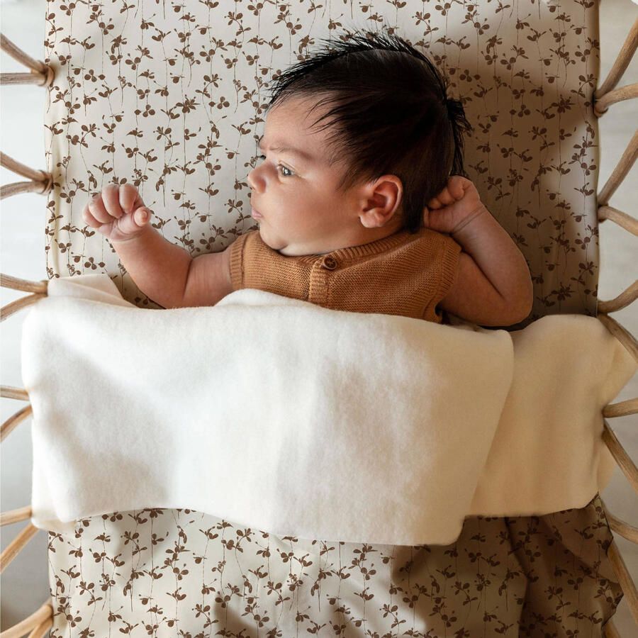 Yumi Baby ledikantdekens Brown Leafs Babydeken Ecru All over print - Foto 2