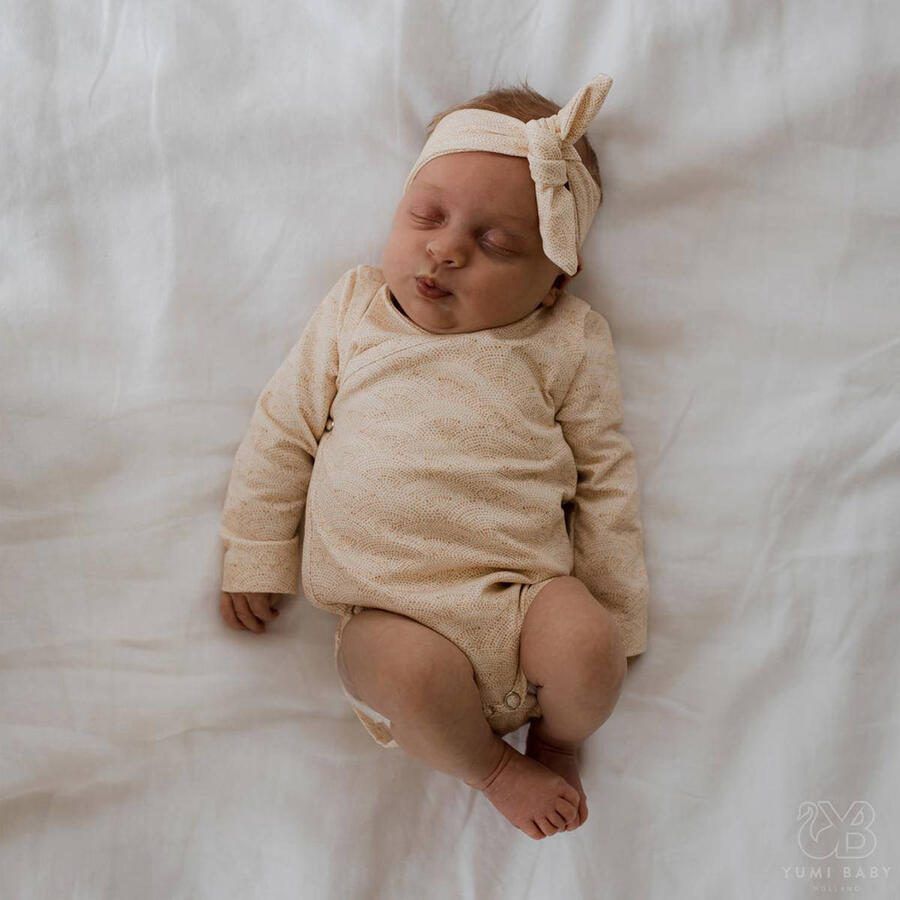 Yumi Baby romper Waves Hazelnut Bruin Stretchkatoen Ronde hals 56 - Foto 2