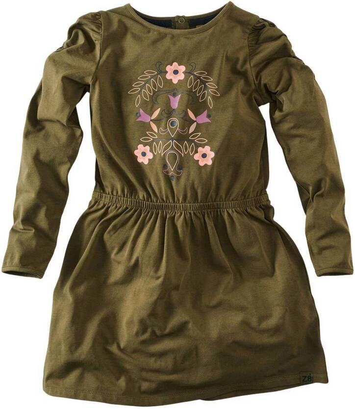 Z8 jurk Smilla met printopdruk olijfgroen