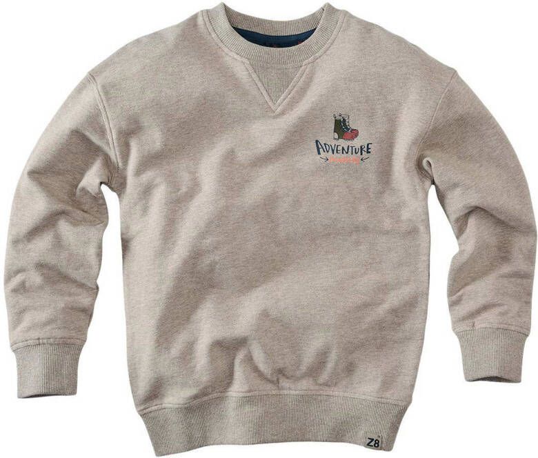 Z8 sweater Franz met backprint beige