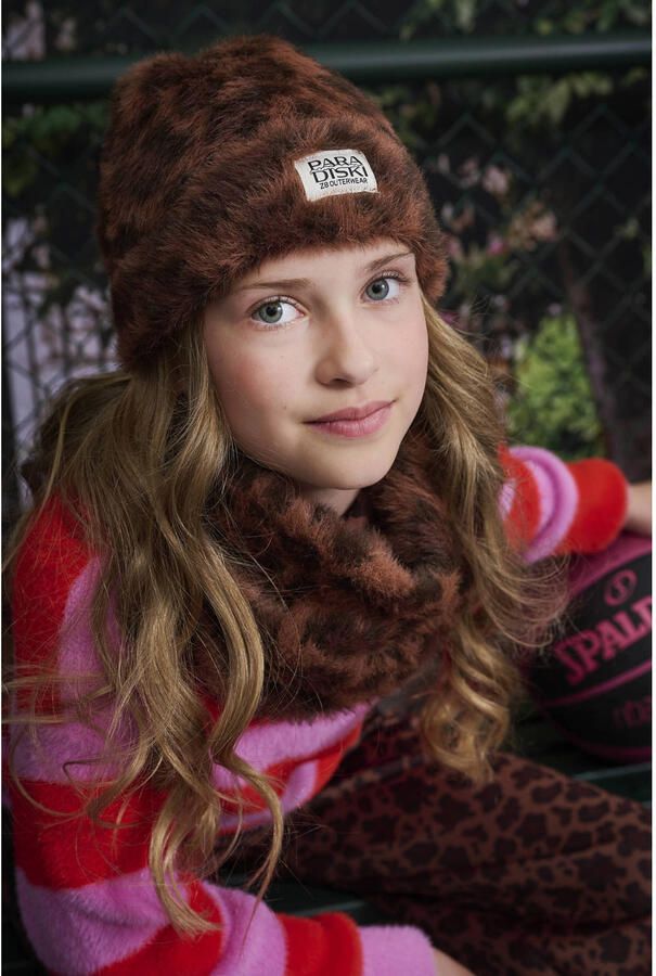 Z8 kids colsjaal van imitatiebont Victoria met panterprint bruin Panterprint - Foto 3