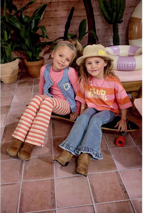 Z8 kids cropped T-shirt Elien oranje lichtroze lichtgeel - Foto 4