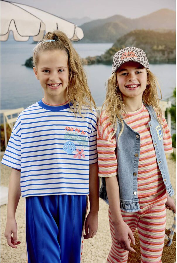 Z8 kids cropped T-shirt Mint blauw wit - Foto 4