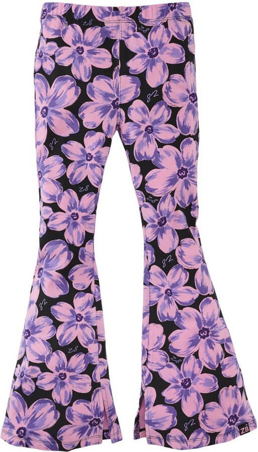 Z8 kids flared broek Malon met bloemenprint lila zwart - Foto 4