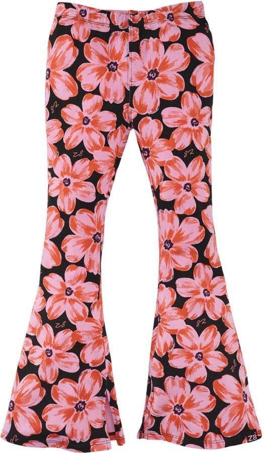 Z8 kids flared broek Merthe met bloemenprint roze zwart - Foto 5