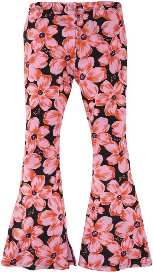 Z8 kids flared broek Merthe met bloemenprint roze zwart - Foto 4