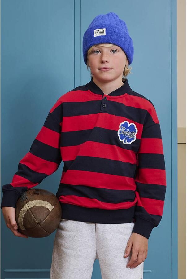 Z8 kids gestreepte sweater marineblauw rood Jongens Stretchkatoen Opstaande kraag