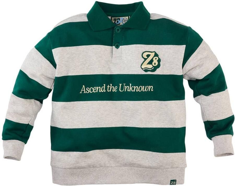 Z8 kids gestreepte sweater met tekst groen lichtgrijs Streep