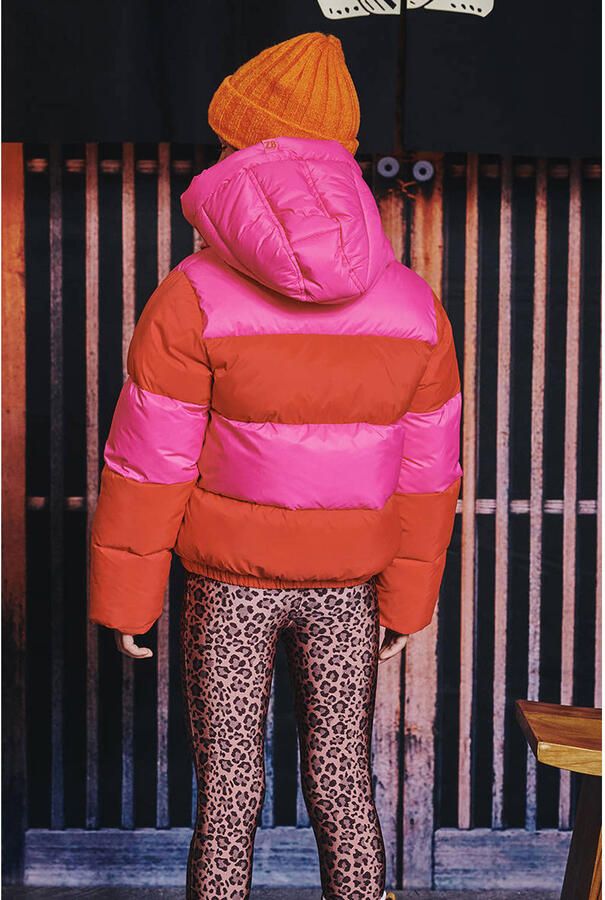 Z8 kids gewatteerde winterjas Jayda roze oranje - Foto 5