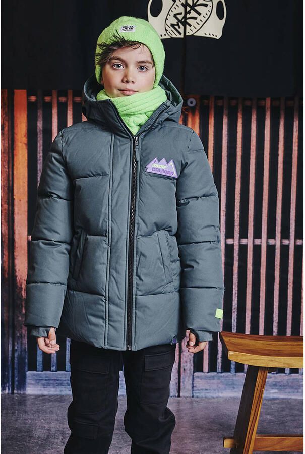 Z8 kids gewatteerde winterjas Stef grijsgroen - Foto 5